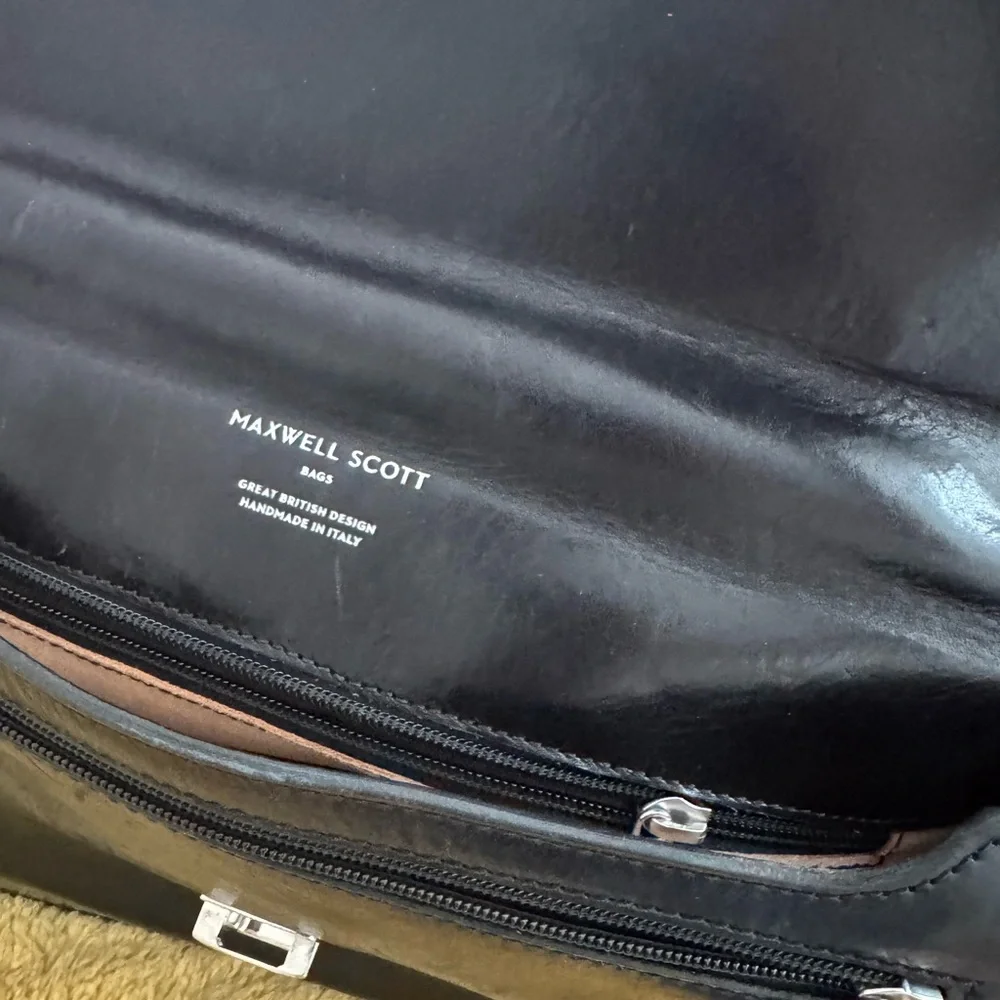 Sleek Black Maxwell Scott Italian Leather Briefcase